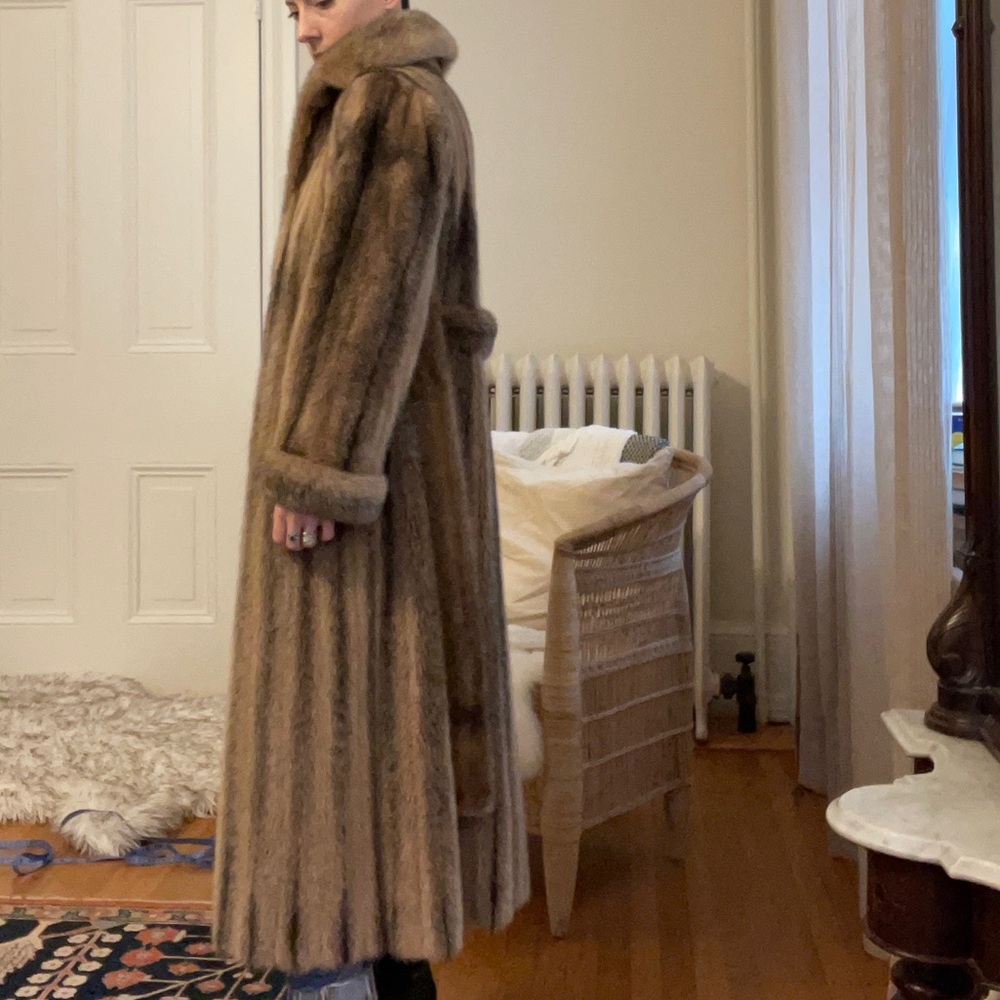 Bergorf Goodman Vintage Blush-Black Cross Mink Full Length Fur Coat - Picture 16 of 16